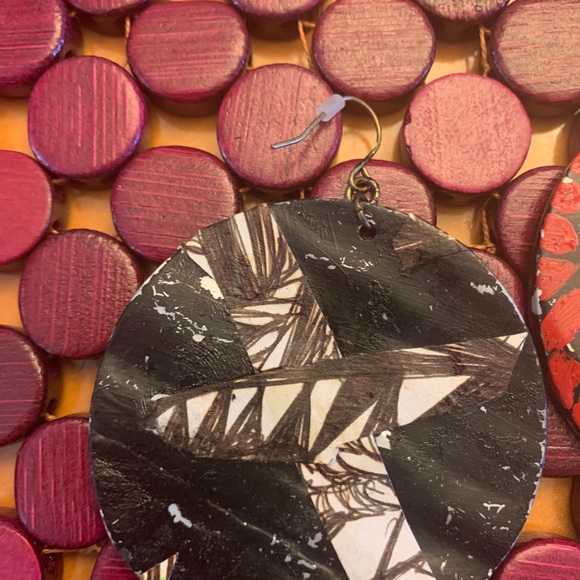 Hand painted and drawn giant circular earrings! - Picture 4 of 6